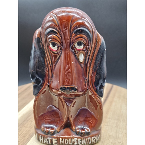 Vintage Enesco 'Sad Dog' "I Hate Housework" Wall Decor Figurine ~ Rare - Picture 2 of 7